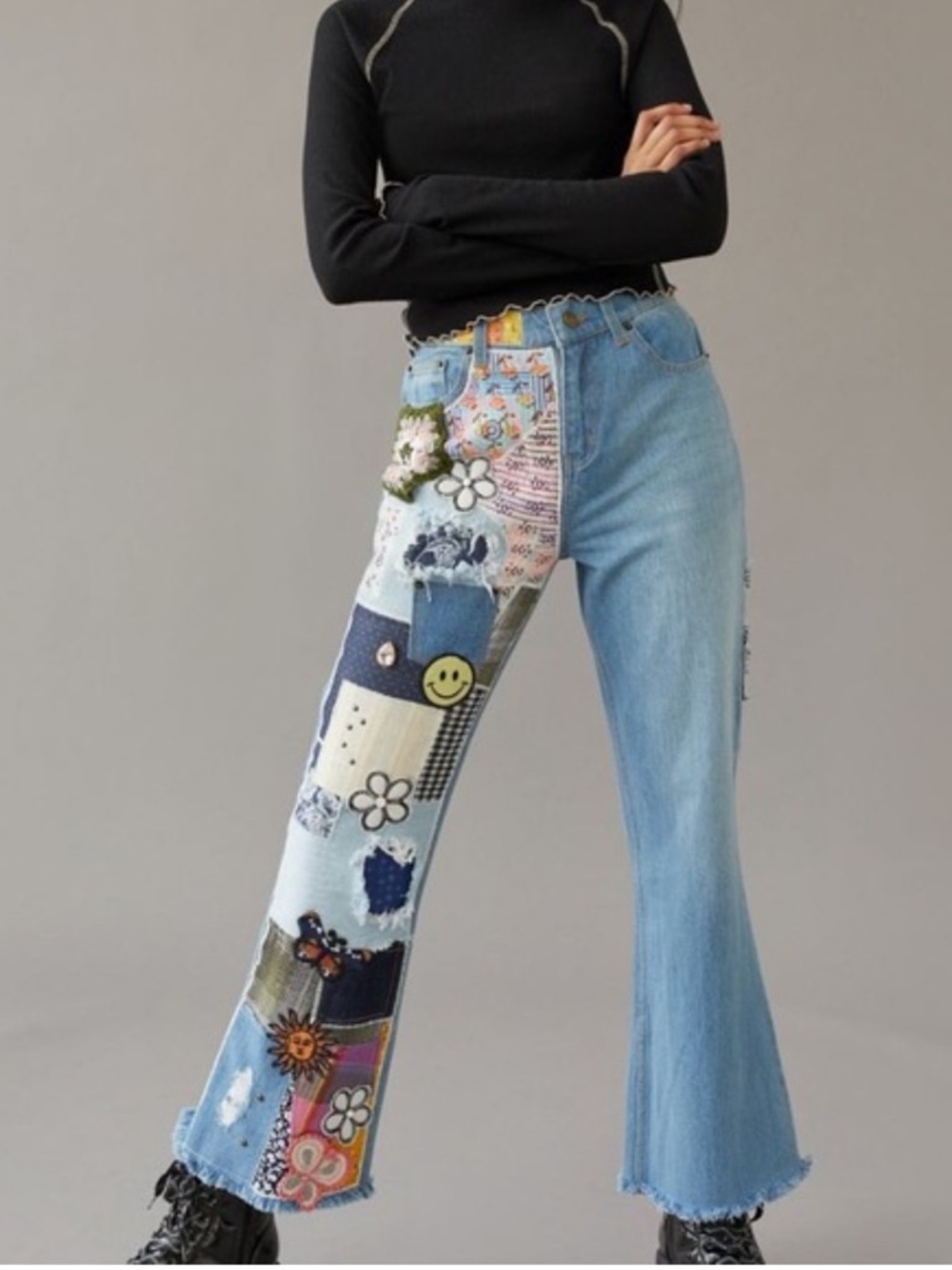 BDG  EUC High Waisted Y2K Patchwork Flare Jeans Indigo Craft Size 26